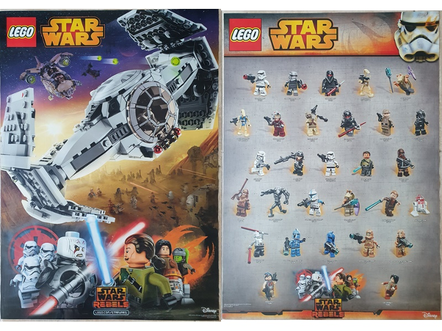 Star Wars Rebels 2015 Minifigure Gallery Poster / TIE Advanced Prototype (75082) (Double-Sided) (Non-Folded)