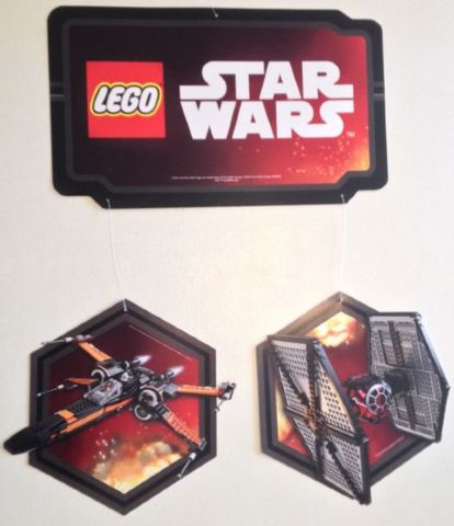 Display Sign Hanging, Star Wars Episode 7, X-wing and TIE Fighter