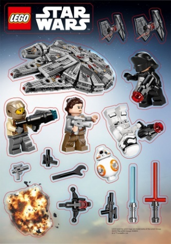 Sticker Sheet, Star Wars Minifigures, Weapons and Space Ships, Sheet of 17