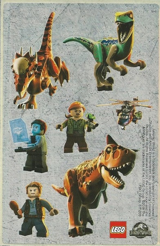 Sticker Sheet, Jurassic World, Sheet of 8 Stickers
