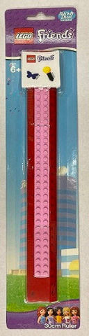 Ruler 30cm, Friends - Red with Bright Pink Plates and 8 Sticker Sheets