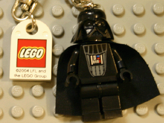 Darth Vader Key Chain with Lego Logo Tile, Modified 3 x 2 Curved with Hole