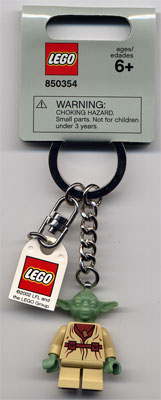 Yoda Key Chain with Lego Logo Tile, Modified 3 x 2 Curved with Hole