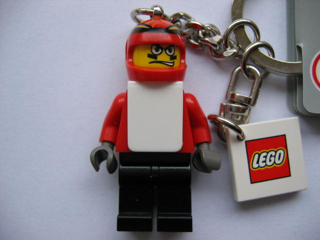 Snowboarder Key Chain with 2 x 2 Square Lego Logo Tile