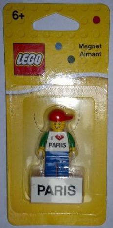 Magnet Set, I Brick Paris LEGO Minifigure, Lego Store So-Ouest, Levallois-Perret, France - Glued with 2 x 4 Brick Base blister pack