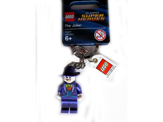 The Joker with Fedora Key Chain with Lego Logo Tile, Modified 3 x 2 Curved with Hole