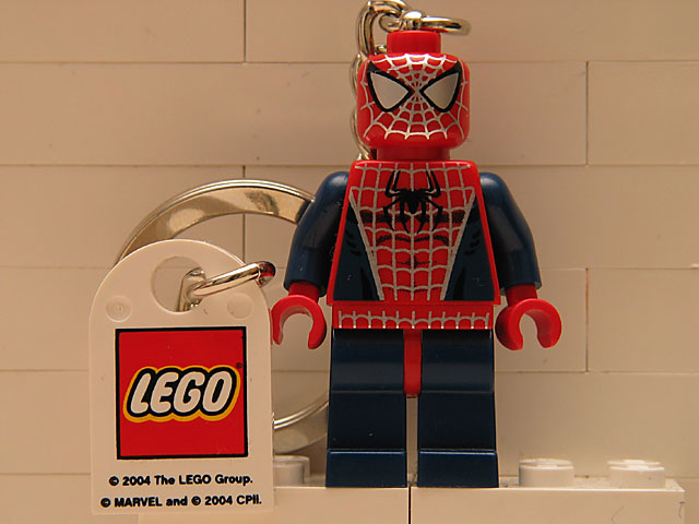 Spider-Man Key Chain with Lego Logo Tile, Modified 3 x 2 Curved with Hole