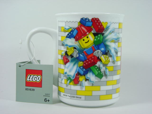 Cup / Mug Construction Worker Bursting through Brick Wall