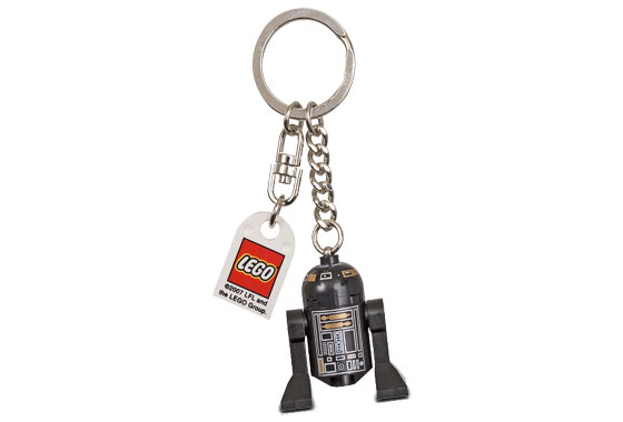 R2-D5 Key Chain with Lego Logo Tile, Modified 3 x 2 Curved with Hole