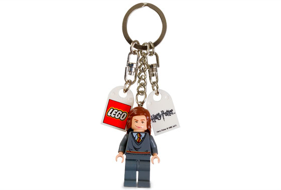 Hermione Key Chain with Tile, Modified 3 x 2 Curved with Hole (2) Lego Logo and Harry Potter Logo
