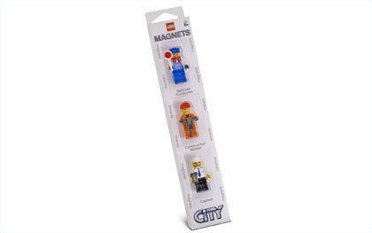 Magnet Set, Minifigures Town City (3) - Train Engineer, Construction Worker, Captain blister pack