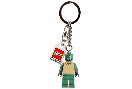 Squidward Key Chain Lego Logo Tile, Modified 3 x 2 Curved with Hole