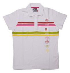 Shirt, Classic Women's White Slimfit Polo, Striped