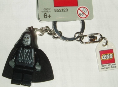 Emperor Palpatine (Dark Bluish Gray Hands) Key Chain with Lego Logo Tile, Modified 3 x 2 Curved with Hole