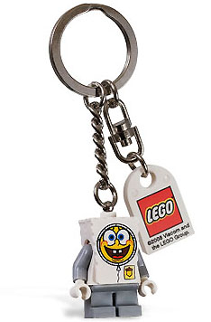 SpongeBob Spacesuit Key Chain with Lego Logo Tile, Modified 3 x 2 Curved with Hole