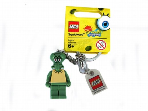 Squidward (Modified Head) Key Chain Lego Logo Tile, Modified 3 x 2 Curved with Hole