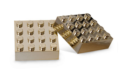 Magnet Set, Bricks 4 x 4 Chrome Gold