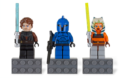Magnet Set, Minifigures SW (3) - Anakin Skywalker, Senate Commando, Ahsoka - with 2 x 4 Brick Bases blister pack