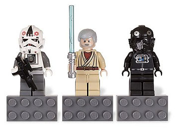 Magnet Set, Minifigures Star Wars (3) - AT-AT Driver, Ben Kenobi, TIE Fighter Pilot - Glued with 2 x 4 Brick Bases blister pack