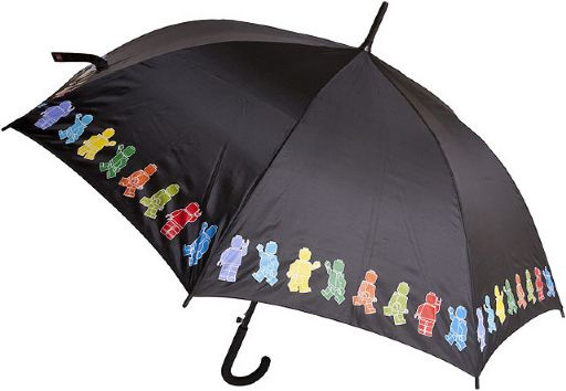 Umbrella, Black with Multicolored Minifigures Pattern