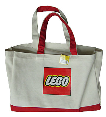 Tote Bag, LEGO Logo Pattern, Red Handles and Bottom (100% Cotton)