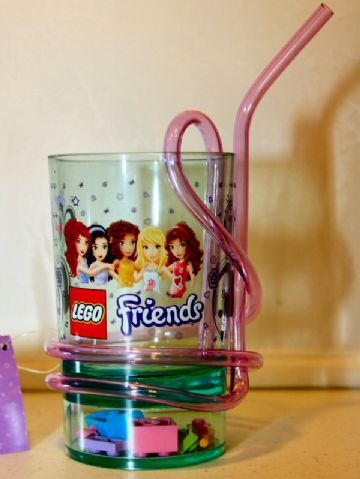 Cup / Mug Friends Plastic Tumbler with Pink Straw