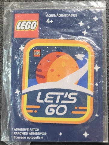 Patch, Adhesive, 'LET'S GO' Logo with Spaceship and Mars in Orbit