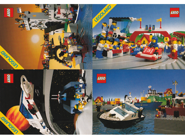 Postcard - Various Theme Postcards, Sheet of 4 - Town, Space, Castle