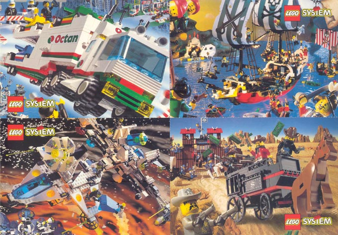 Postcard - Various Theme Postcards, Sheet of 4 - Town, Pirates, Western, Exploriens