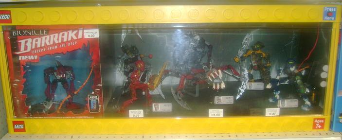 Display Assembled Set, Large Plastic Case Light and Sound with Bionicle Inika, Vezon & Fenrakk, and Kalmah (shows 8727, 8728, 8729, 8730, 8764, 8917)