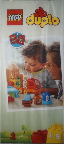 Display Flag Cloth, DUPLO Logo, Boy and Mother