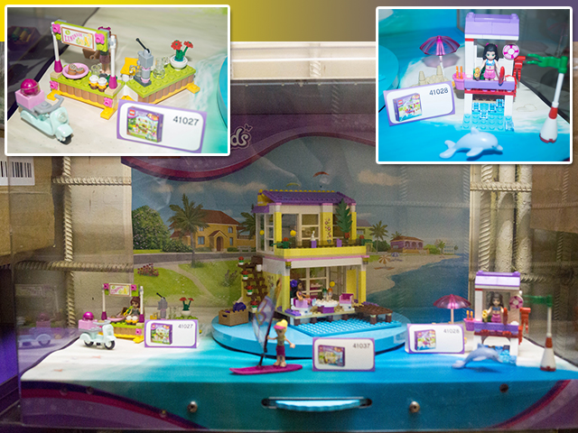 Display Assembled Set, Friends Sets 41027, 41037 and 41028 in Plastic Case with Light, Sound and Turntable