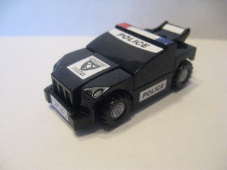 General Mills Racer Car 6 - Black on Black on Dark Gray - Knobby Wheels Police Car