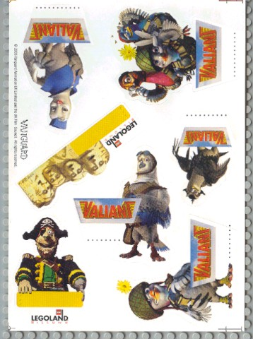 Sticker Sheet, Legoland Billund and Movie 'Valiant' images, 7 on 15cm x 21cm sheet