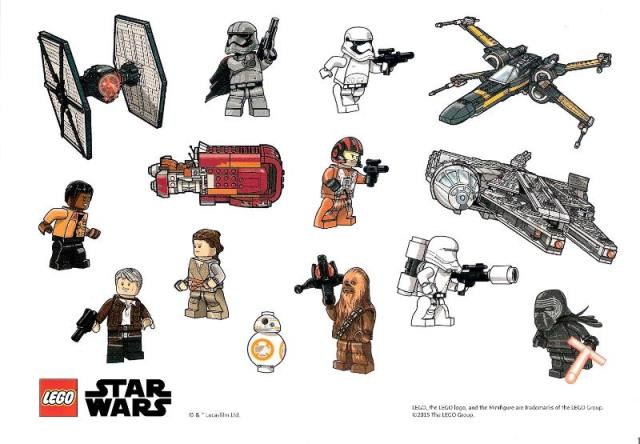 Sticker Sheet, Star Wars Minifigures and Space Ships, Sheet of 14