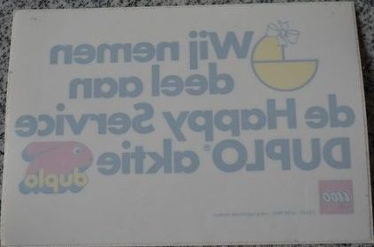 Sticker Sheet, Duplo 'Wij nemen deel aan de Happy Service DUPLO aktie'