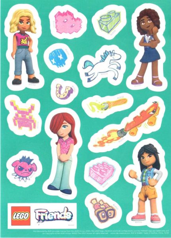 Sticker Sheet, Friends, Sheet of 16 Stickers (Dark Turquoise)