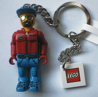 Octan Tanker Truck Driver Key Chain with 2 x 2 Square Lego Logo Tile