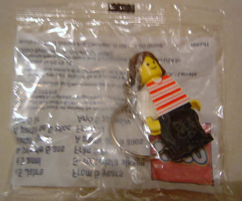 Horizontal Lines Red Female Minifigure Key Chain