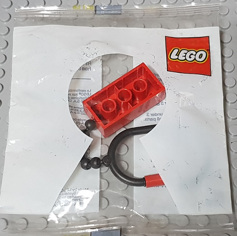 2 x 4 Brick - Red Key Chain with Black Plastic Chain