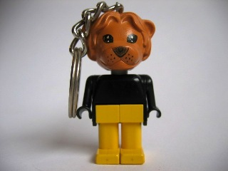 Lion with Black Eyes Key Chain - Twisted Metal Chain, no LEGO Logo on Back