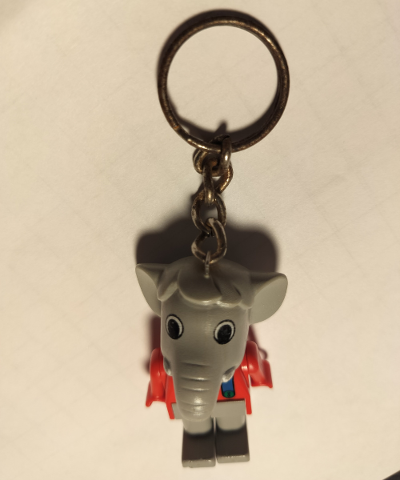 Elephant 3 Key Chain - Twisted Metal Chain, Red LEGO Logo on Back