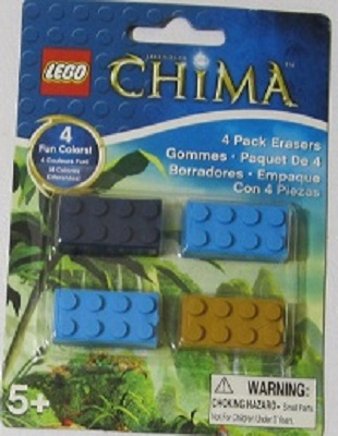 Eraser, LEGENDS OF CHIMA Brick Eraser Set of 4 blister pack