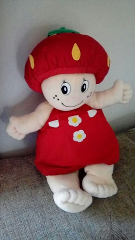 DUPLO Figure Little Forest Friends Plush - Female, Red Dress with Two White Flowers Down (Lolly Strawberry)