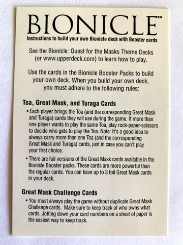 BIONICLE Quest for the Masks: Trading Card Game - Deck Building Instructions