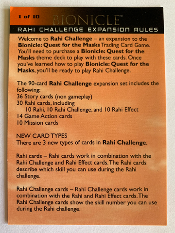 BIONICLE Quest for the Masks: Trading Card Game - Rahi Challenge Expansion Rules 1 & 2