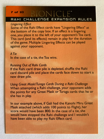 BIONICLE Quest for the Masks: Trading Card Game - Rahi Challenge Expansion Rules 7 & 8