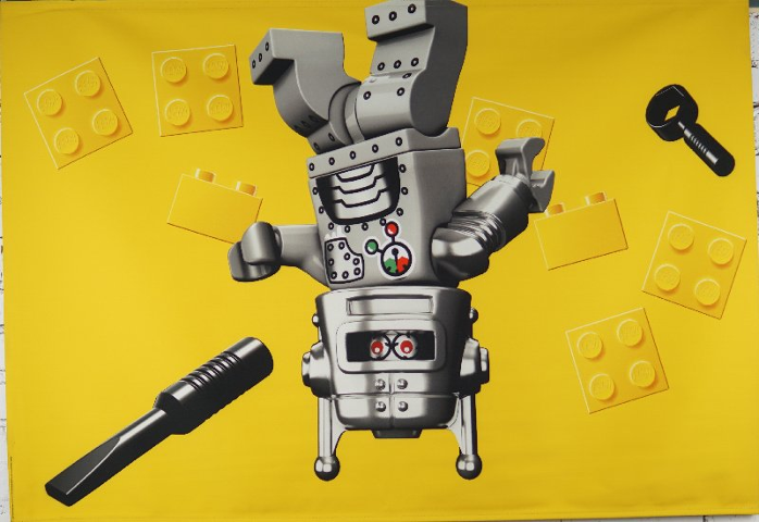 Display Flag Cloth, Velcro, Upside Down Robot with Tools