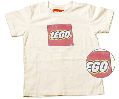 T-Shirt, Paul Frank Men's Distressed LEGO Logo, Cream