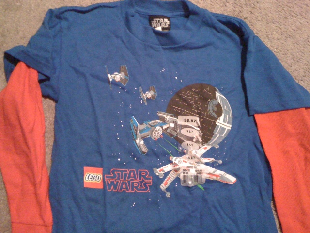 T-Shirt, SW LEGO Star Wars X-wing, TIE Fighters, and Death Star Long Sleeve
